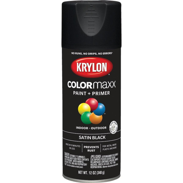 K05557007 Krylon ColorMaxx12 Oz. Satin Spray Paint, Black