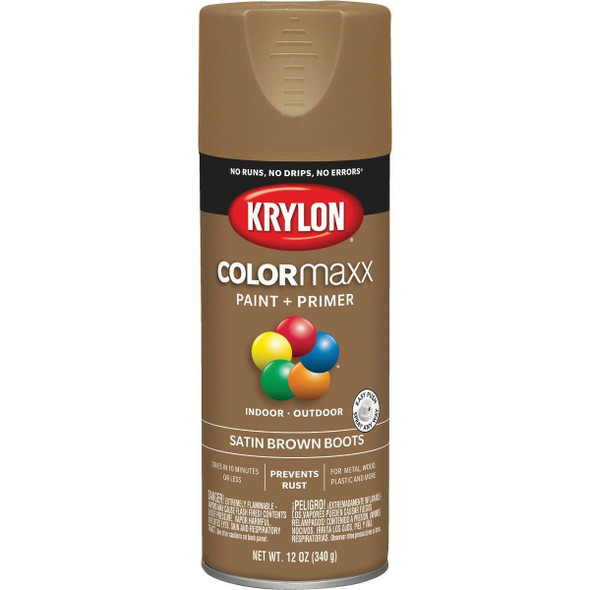 K05559007 Krylon ColorMaxx 12 Oz. Satin Spray Paint, Brown Boots