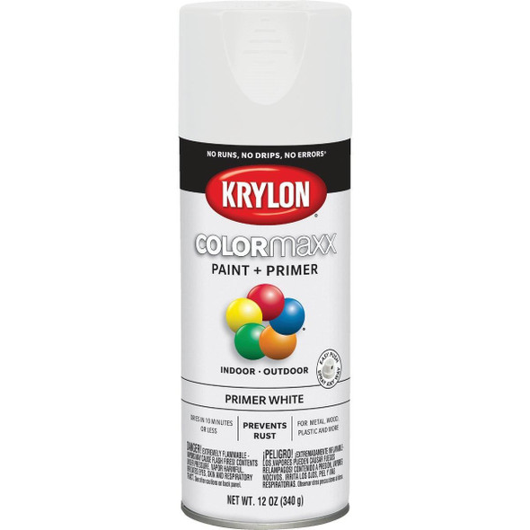 K05584007 Krylon ColorMaxx White 12 Oz. All-Purpose Spray Paint Primer