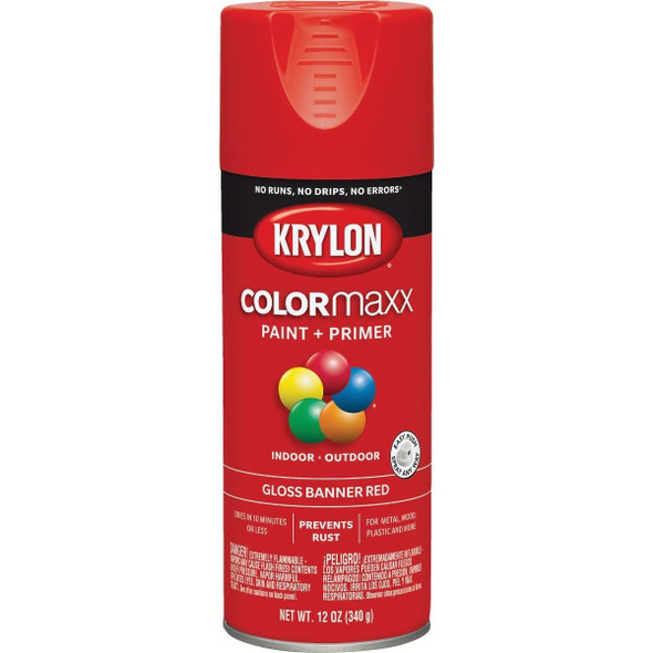 K05503007 Krylon ColorMaxx 12 Oz. Gloss Spray Paint, Banner Red