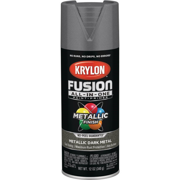 K02769007 Krylon Fusion All-In-One Metallic Spray Paint & Primer, Dark Metal