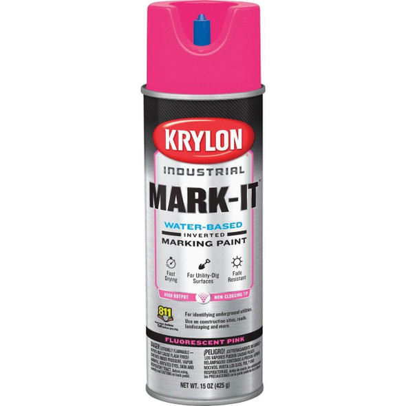732308 Krylon Mark-It 732308 Industrial WB Fluorescent Pink Inverted Marking Paint