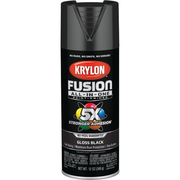 K02702007  Krylon Fusion All-In-One Gloss Spray Paint & Primer, Black