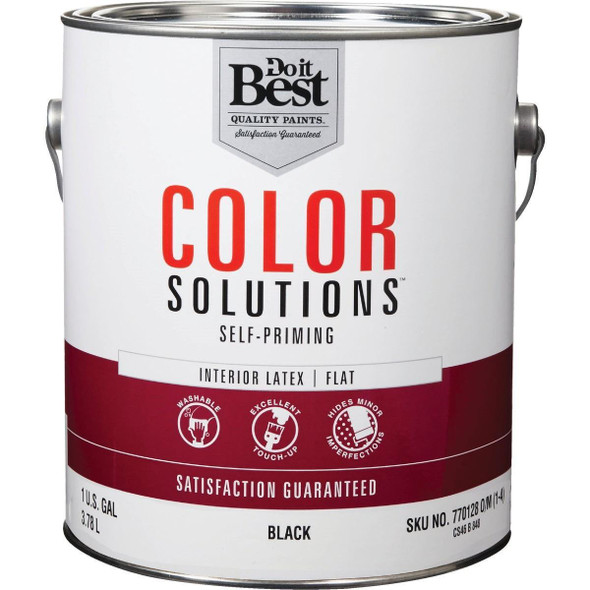 CS46B0848-16 Color Solutions Latex Self-Priming Flat Interior Wall Paint, Black, 1 Gal.