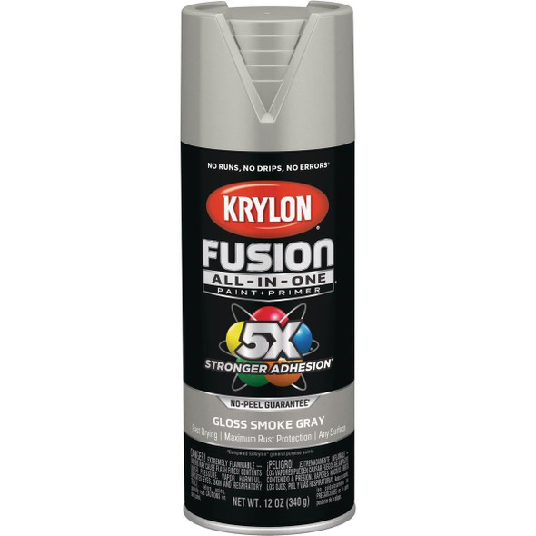 K02723007 Krylon Fusion All-In-One Gloss Spray Paint & Primer, Smoke Gray