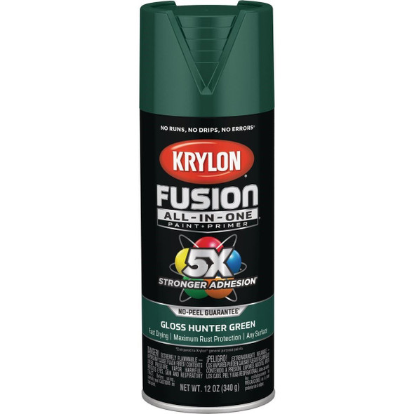 K02789007 Krylon Fusion All-In-One Gloss Spray Paint & Primer, Hunter Green