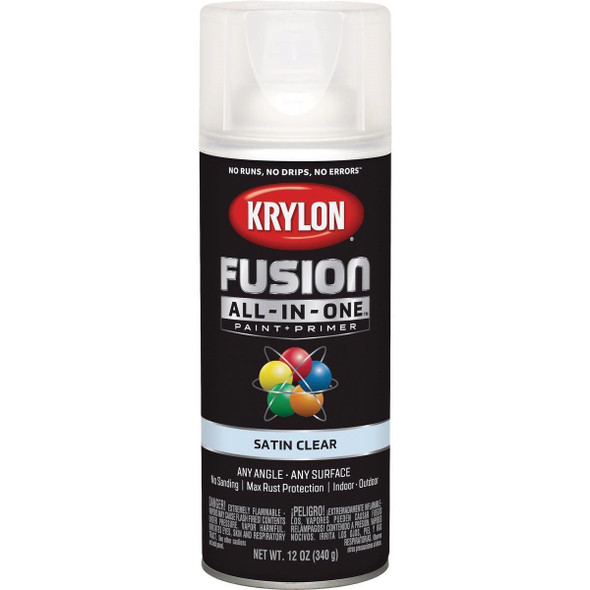 K02735007 Krylon Fusion All-In-One Satin Spray Paint & Primer, Clear