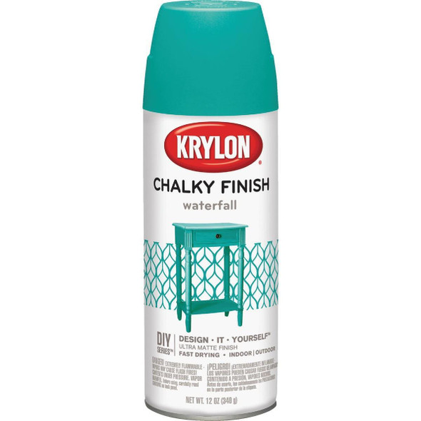 K04112007 Krylon CHALKY FINISH 12 Oz. Ultra Matte Chalk Spray Paint, Waterfall