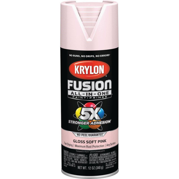 K02717007 Krylon Fusion All-In-One Gloss Spray Paint & Primer, Pink Blush