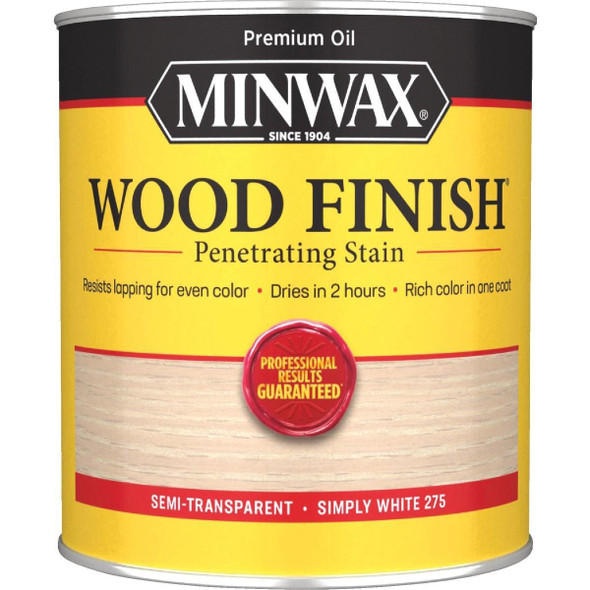 700524444 Minwax Wood Finish Penetrating Stain, Simply White, 1 Qt.