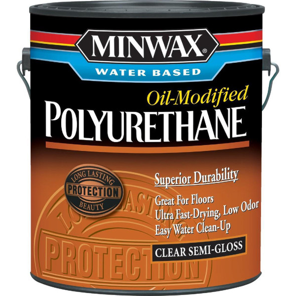 710320000 Minwax Semi-Gloss Water Based Oil-Modified Interior Polyurethane, 1 Gal.