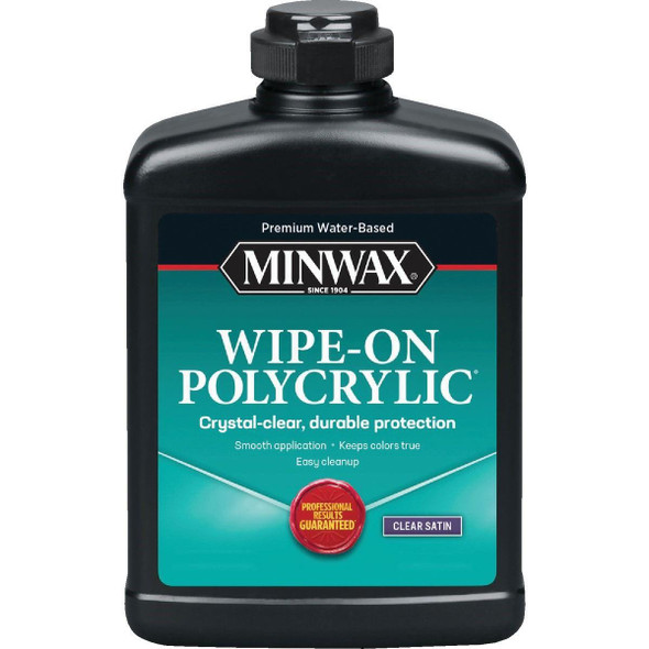 409170000 Minwax Satin Water Based Wipe-On Interior Polycrylic, 1 Pt.