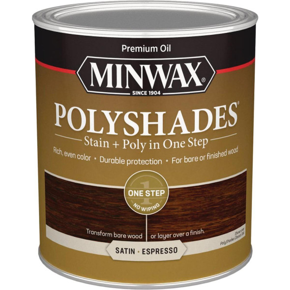 613970444 Minwax Polyshades 1 Qt. Satin Stain & Finish Polyurethane In 1-Step, Espresso