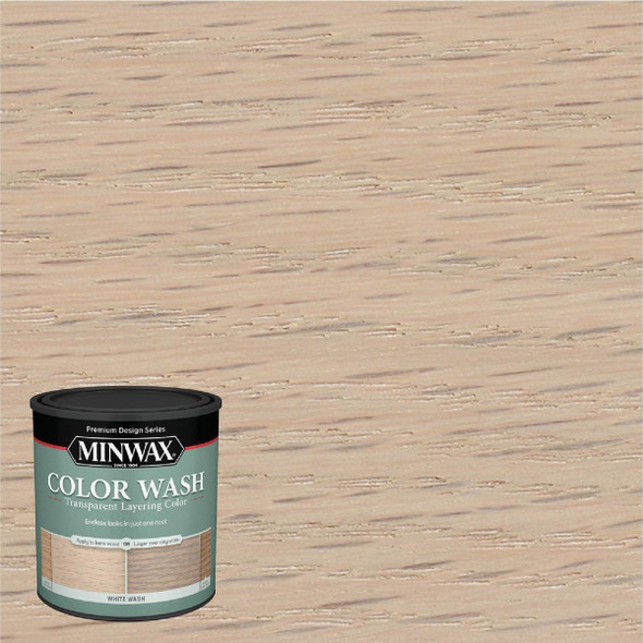618604444 Minwax Water-Based White Wash Wood Stain, White, 1 Qt.