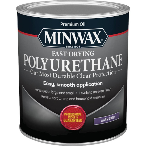 63010444 Minwax Satin Fast-Drying Interior Polyurethane, 1 Qt.