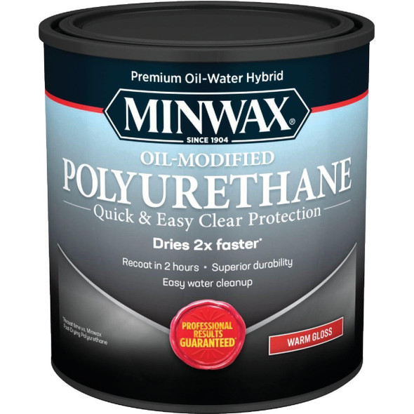 630150444 Minwax Gloss Water Based Oil-Modified Interior Polyurethane, 1 Qt.