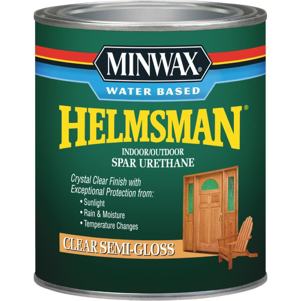 630510444 Minwax Helmsman Quart Semi-Gloss Water-Based Spar Interior/Exterior Varnish