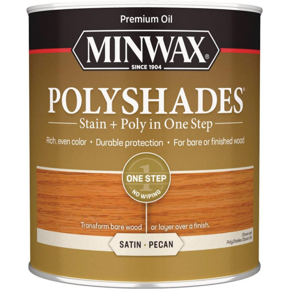 61320444 Minwax Polyshades 1 Qt. Satin Stain & Finish Polyurethane In 1-Step, Pecan