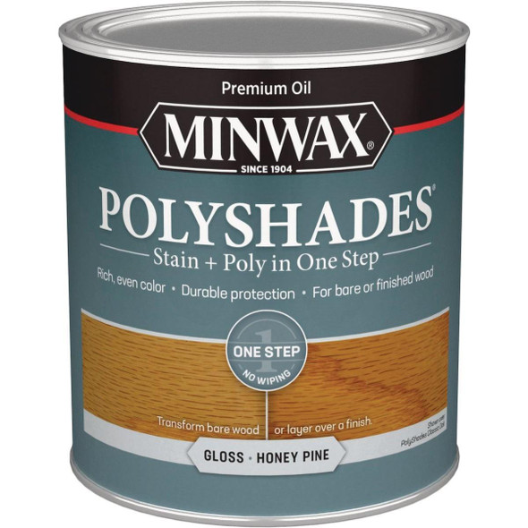 61410444 Minwax Polyshades 1 Qt. Gloss Stain & Finish Polyurethane In 1-Step, Honey Pine