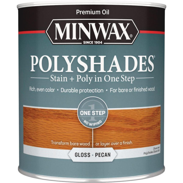 61420444 Minwax Polyshades 1 Qt. Gloss Stain & Finish Polyurethane In 1-Step, Pecan