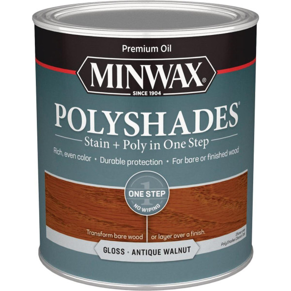 61440444 Minwax Polyshades 1 Qt. Gloss Stain & Finish Polyurethane In 1-Step, Antique Walnut