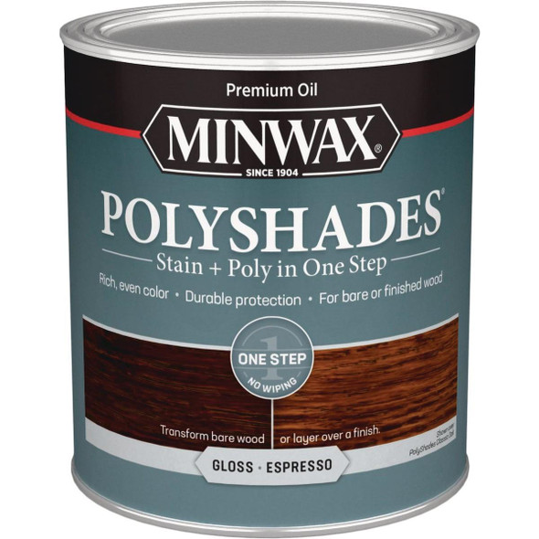614970444 Minwax Polyshades 1 Qt. Gloss Stain & Finish Polyurethane In 1-Step, Espresso