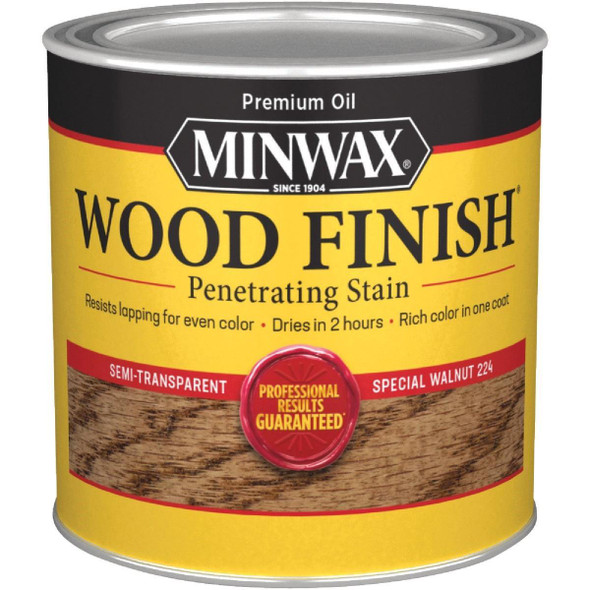 222404444 Minwax Wood Finish Penetrating Stain, Special Walnut, 1/2 Pt.