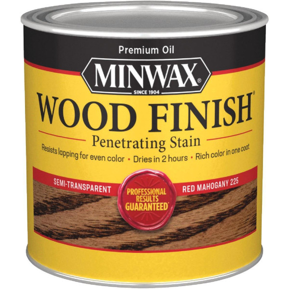 222504444 Minwax Wood Finish Penetrating Stain, Red Mahogany, 1/2 Pt.