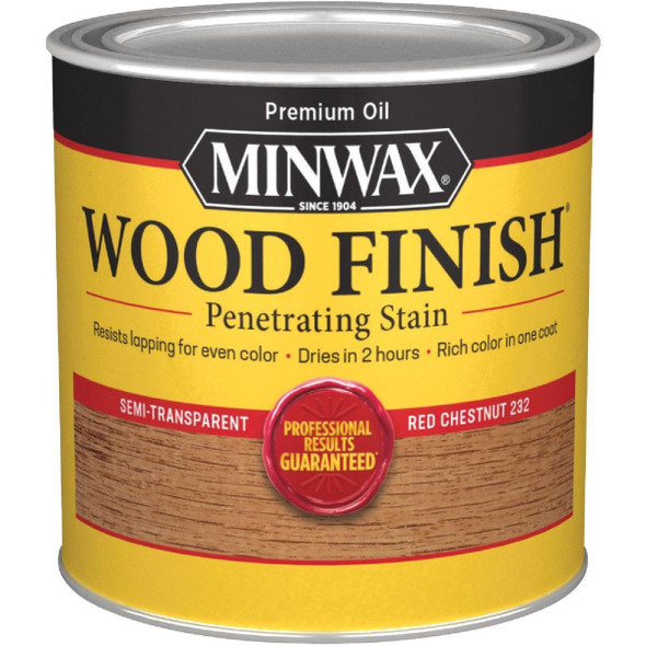 223204444 Minwax Wood Finish Penetrating Stain, Red Chestnut, 1/2 Pt.