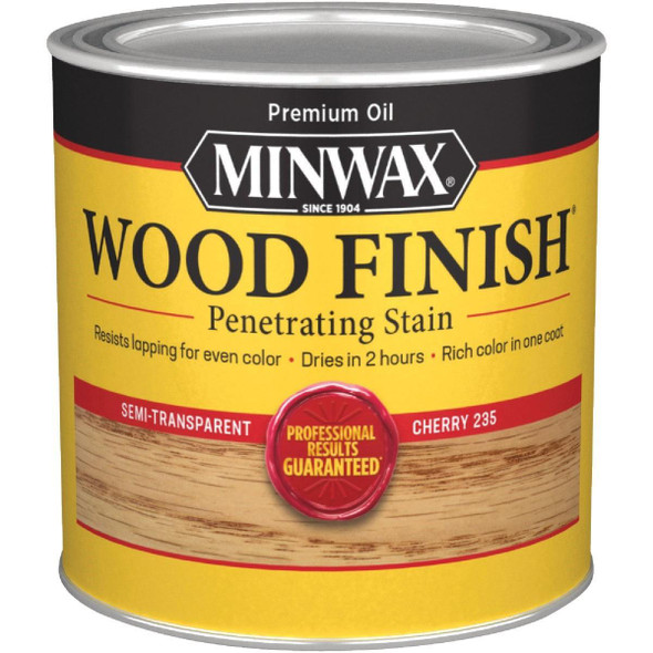 223504444 Minwax Wood Finish Penetrating Stain, Cherry, 1/2 Pt.