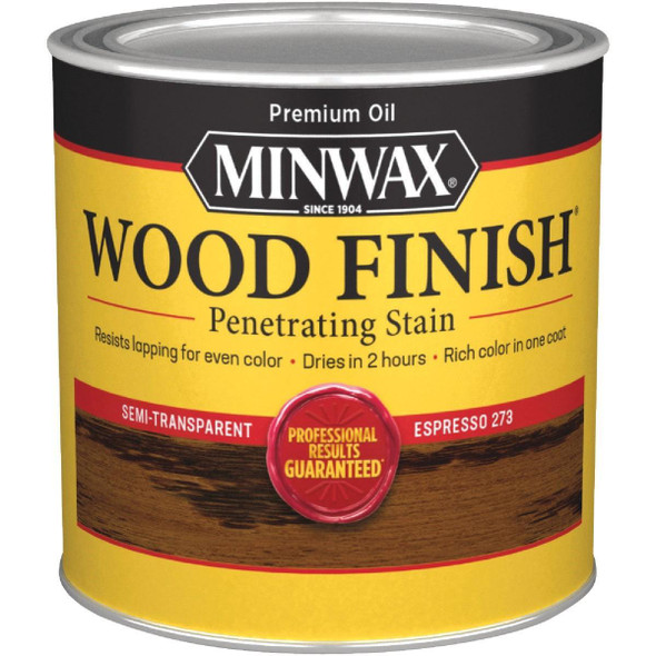 227634444 Minwax Wood Finish Penetrating Stain, Espresso, 1/2 Pt.