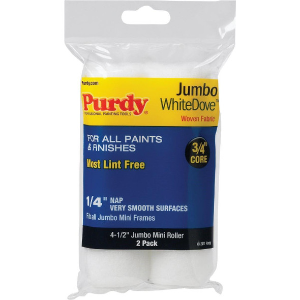 140624010 Purdy White Dove 4-1/2 In. x 1/4 In. Jumbo Mini Woven Fabric Roller Cover (2-Pack)