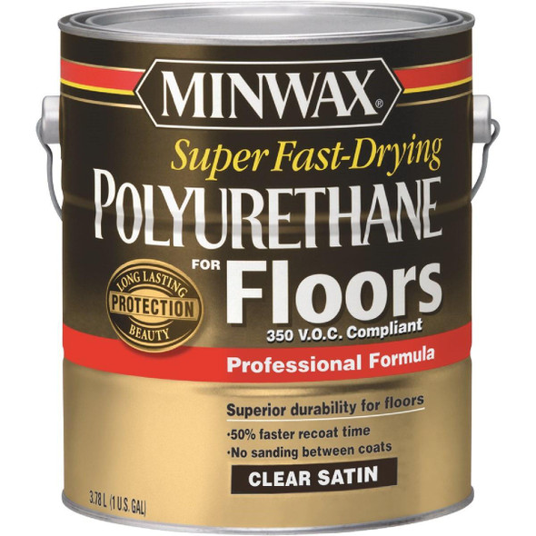 130250000 Minwax Clear Satin VOC Fast Drying Polyurethane For Floor, 1 Gal.