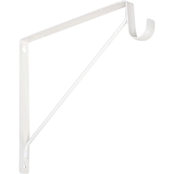 1195 WH Knape & Vogt 10 In. H. x 11 In. D. Fixed Shelf & Rod Bracket, White