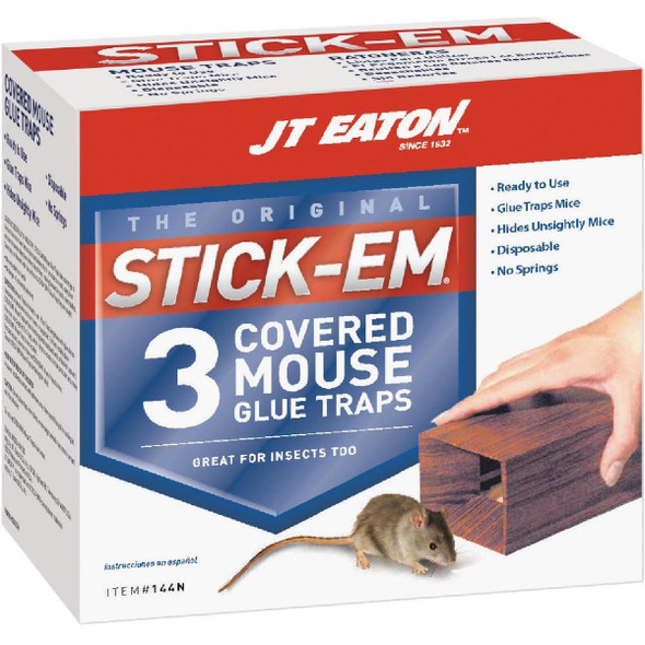 144N JT Eaton Stick-Em Glue Covered Mouse Trap (3-Pack)