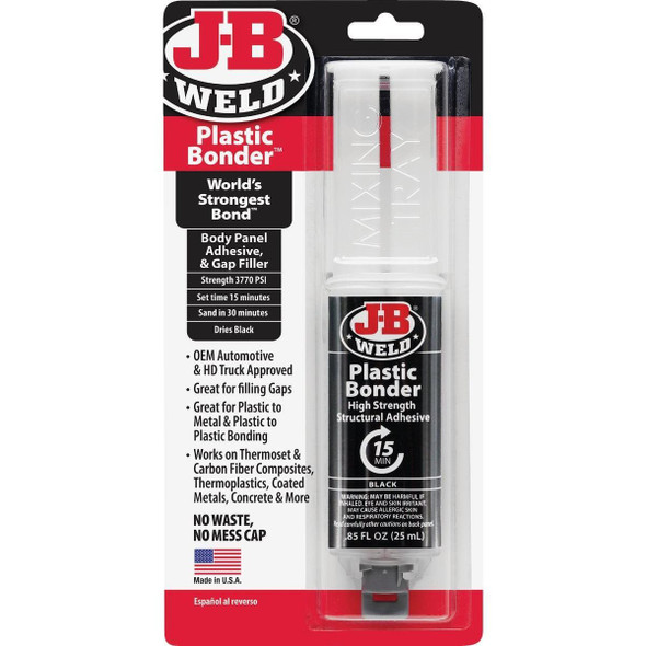 50139 J-B Weld 0.85 Oz. Plastic Bonder Epoxy Syringe, Black