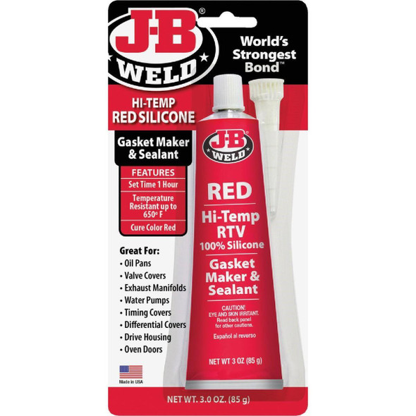 31314 J-B Weld 3 Oz. Red Hi-Temp RTV Silicone Gasket & Sealant