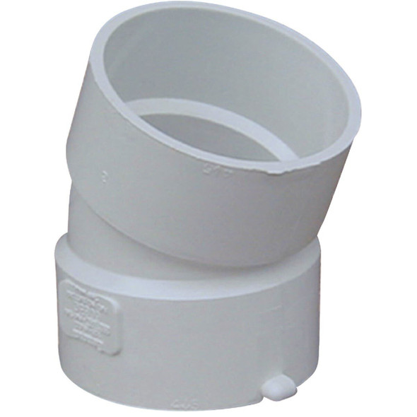 414203BC IPEX Canplas 3 In. SDR 35 22-1/2 Deg. PVC S&D Elbow (1/16 Bend)