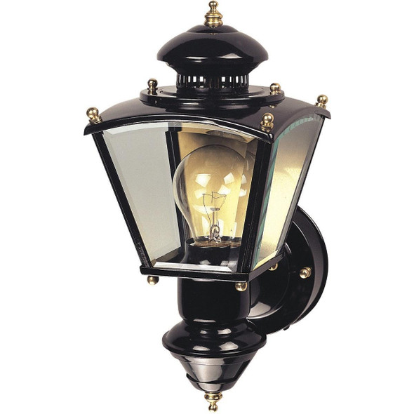 HZ-4150-BK Heath Zenith Black Motion Activated/Dusk-To-Dawn Incandescent Outdoor Wall Light Fixture