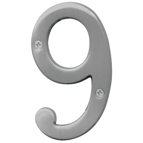 BR-43SN/9 Hy-Ko Prestige Series 4 In. Satin Nickel House Number Nine