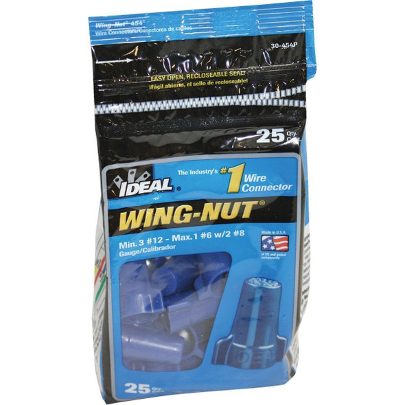 30-454P Ideal Wing-Nut Large Blue Copper to Copper Wire Connector (25-Pack)