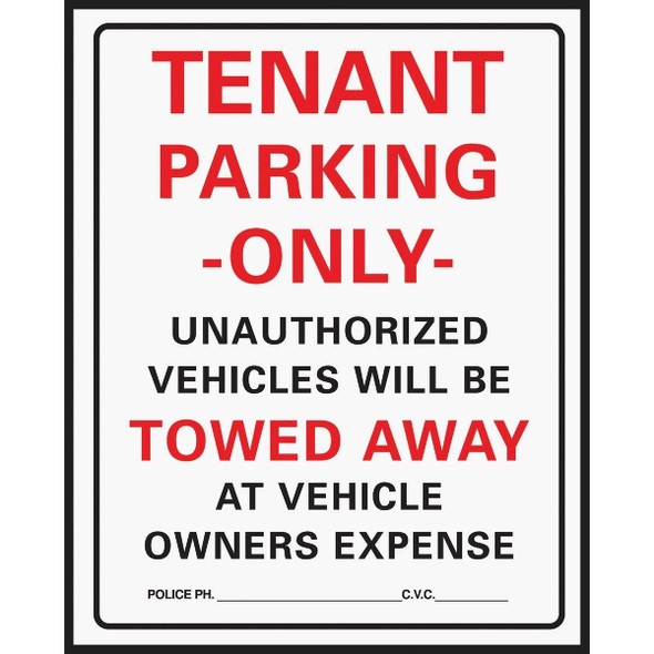 701 Hy-Ko Commercial Grade Plastic Sign, Tenant Parking Only