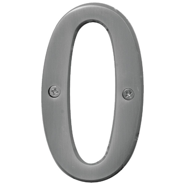 BR-43SN/0 Hy-Ko Prestige Series 4 In. Satin Nickel House Number Zero
