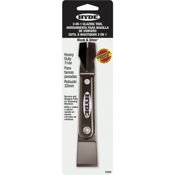 02950 Hyde Black & Silver 1-1/4 In. 2-In-1 Glazing Tool
