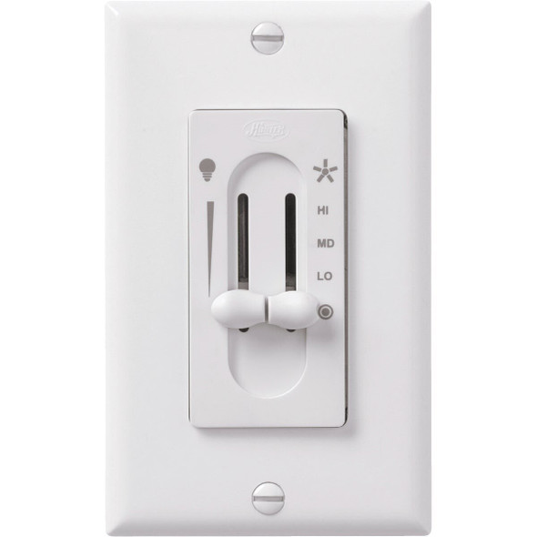 27182 Hunter White 3-Speed/Full Range Dimmer Dual Slide Fan Control Switch