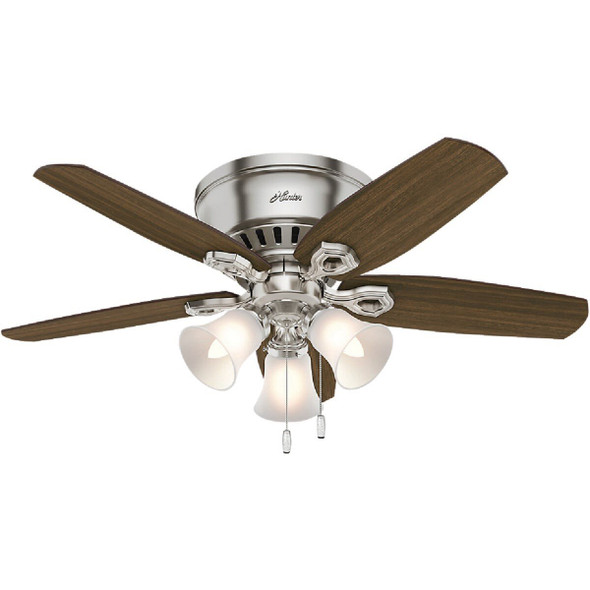 51092 Hunter Builder Low Profile 42 In. Brushed Nickel Ceiling Fan with Light Kit