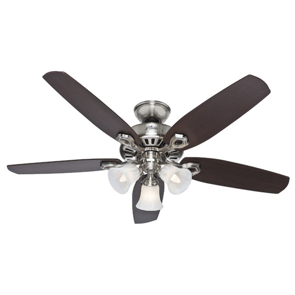 53237 Hunter Builders Plus 52 In. Brushed Nickel Ceiling Fan with Light Kit