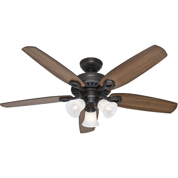 53238 Hunter Builders Plus 52 In. New Bronze Ceiling Fan with Light Kit