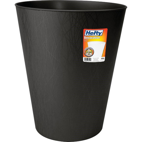 HFT-672075-4 Hefty 2.3 Gal. Black Wastebasket