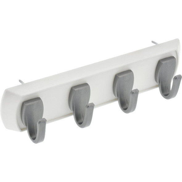 515305 Hillman High and Mighty 5 Lb. Capacity White Key Rail with Silver Hooks